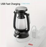 Smiling Shark Rechargeable LED Camping Lantern - Polished ABS & Metal, Stepless Dimming, Freestanding Outdoor Tent Light with Button Control, USB Charging, Lithium-ion Battery, Dual Light Source - Image 3