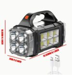 2pcs Two Side Solar Handheld Flashlight with COB Sidelight, High Bright Spotlight with USB Cable, Rechargeable Portable LED Searchlight for Outdoor Hunting Boating Camping Emergencies - Image 2