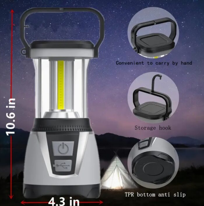 Portable 3D Rechargeable Camping Lantern LED Camping Lantern with Rubber Base, 6000 Lumens with 4 Ultra-Bright Modes, Great for Emergency Survival Kits - Image 3