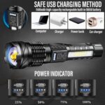 2 pcs Super Powerful 90000 Lumens Rechargeable Torch Flood Light With Side Light For Outdoor Camping, Fishing, Hunting, Climbing, Adventure Emergency - Image 4