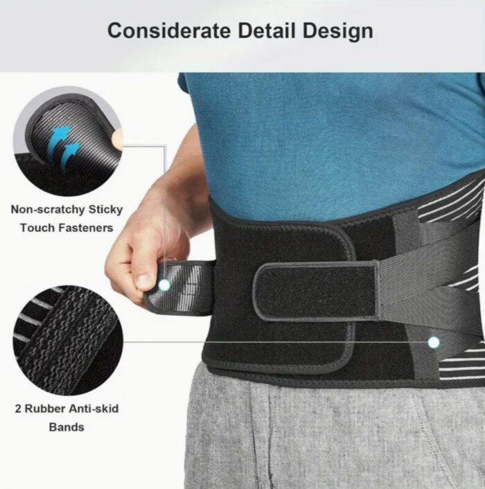 Back Braces for Lower Back Pain Relief with 6 Stays, Breathable Back Support Belt for Men/Women for work, Anti-skid lumbar support belt with 16-hole Mesh for sciatica (L) - Image 3