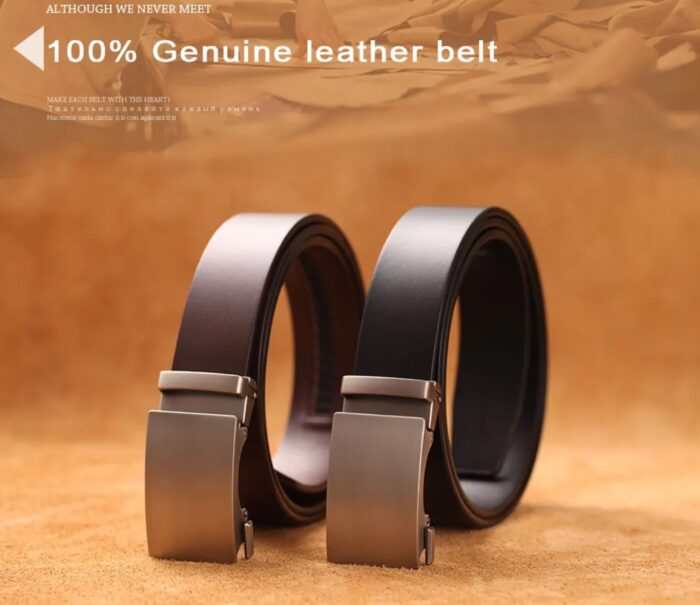 Genuine Cow Leather Automatic Belt For Men Formal Automatic Buckle Belt Genuine Leather Mens business Strap - Image 2