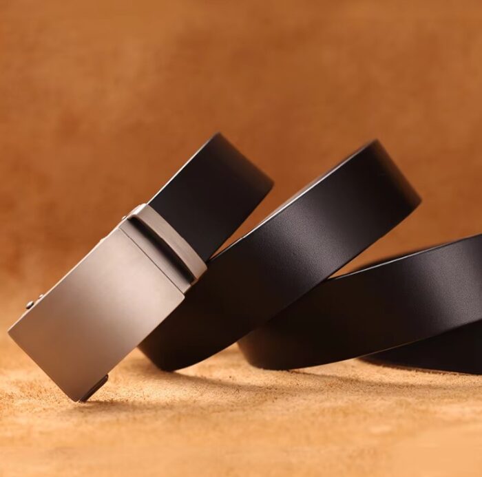 Genuine Cow Leather Automatic Belt For Men Formal Automatic Buckle Belt Genuine Leather Mens business Strap - Image 1