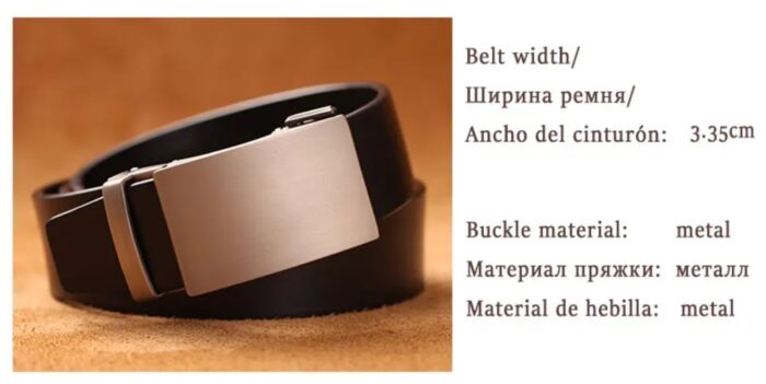 Genuine Cow Leather Automatic Belt For Men Formal Automatic Buckle Belt Genuine Leather Mens business Strap - Image 3