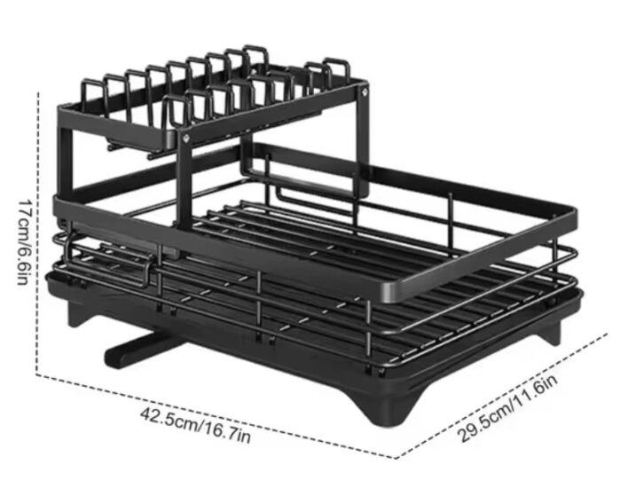 Dish Drying Rack Kitchen Adjustable Stainless Steel 2 Tier Plates Organizer Dish Bowl Drainer Storage Rack Kitchen Utensils - Image 1