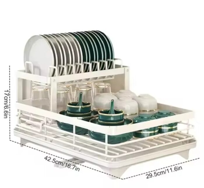 Dish Drying Rack Kitchen Adjustable Stainless Steel 2 Tier Plates Organizer Dish Bowl Drainer Storage Rack Kitchen Utensils - Image 1
