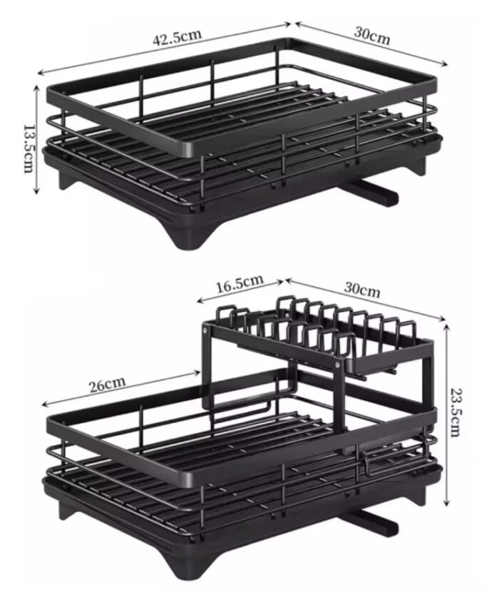 Dish Drying Rack Kitchen Adjustable Stainless Steel 2 Tier Plates Organizer Dish Bowl Drainer Storage Rack Kitchen Utensils - Image 2