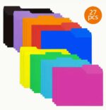 27 Pack Heavy-Duty Colored Manila Folders - 9 Vibrant Colors, Letter Size, Poly Filing, 1/3 Cut Tab